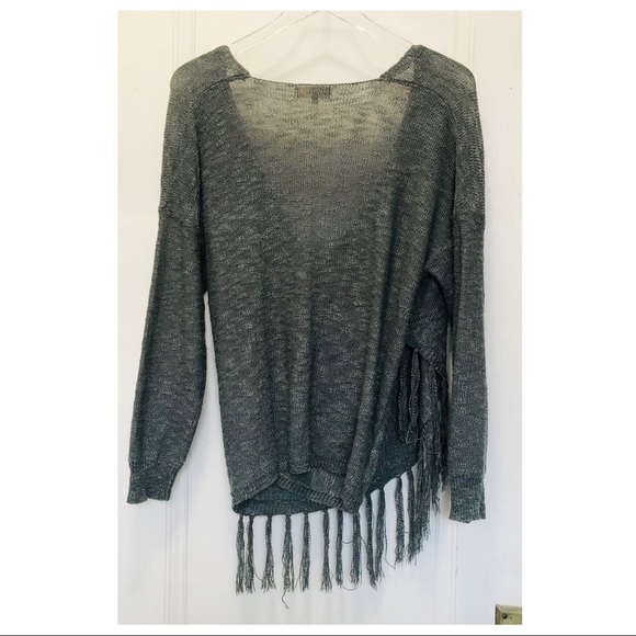 ENTRO Crossover Fringe Sweater Grey Small - Picture 5 of 11